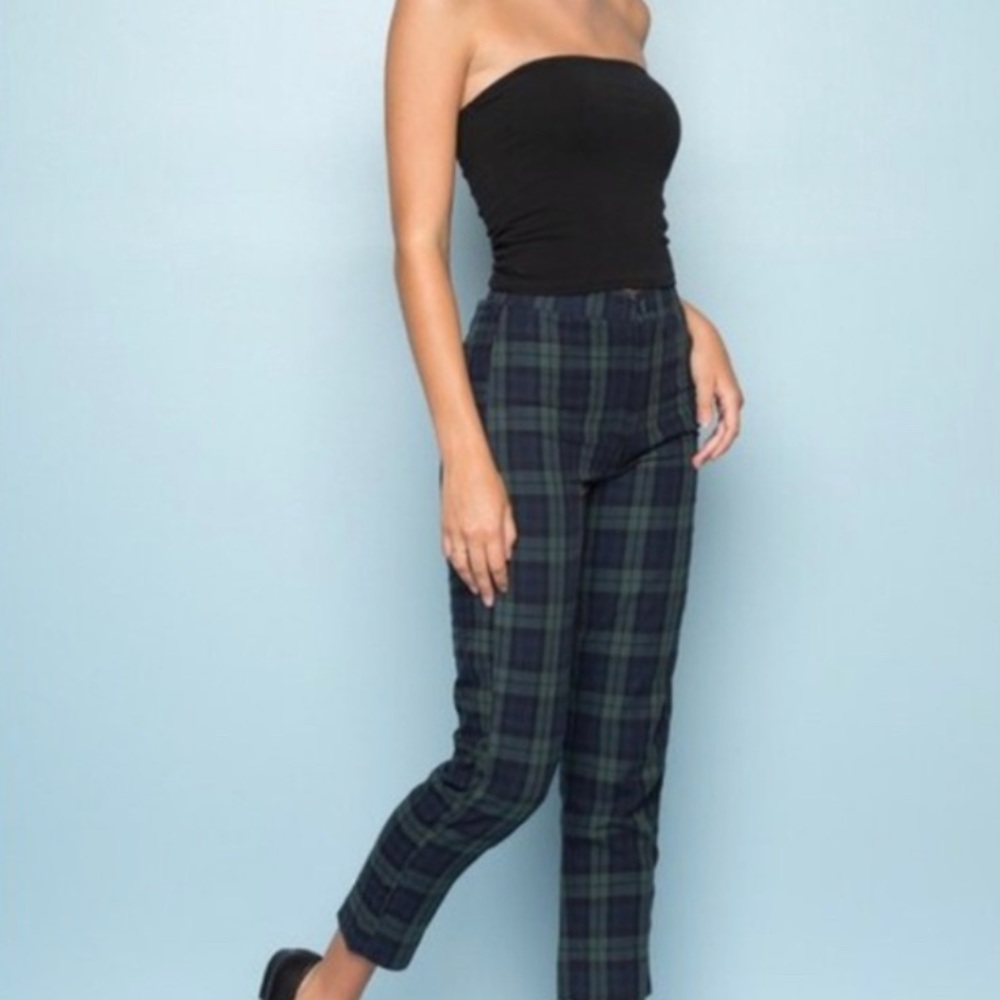 Brandy Melville green plaid Tilden pants